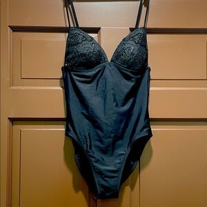 FREE with item Black full cover swimsuit beaded embellished cup light pad size 6